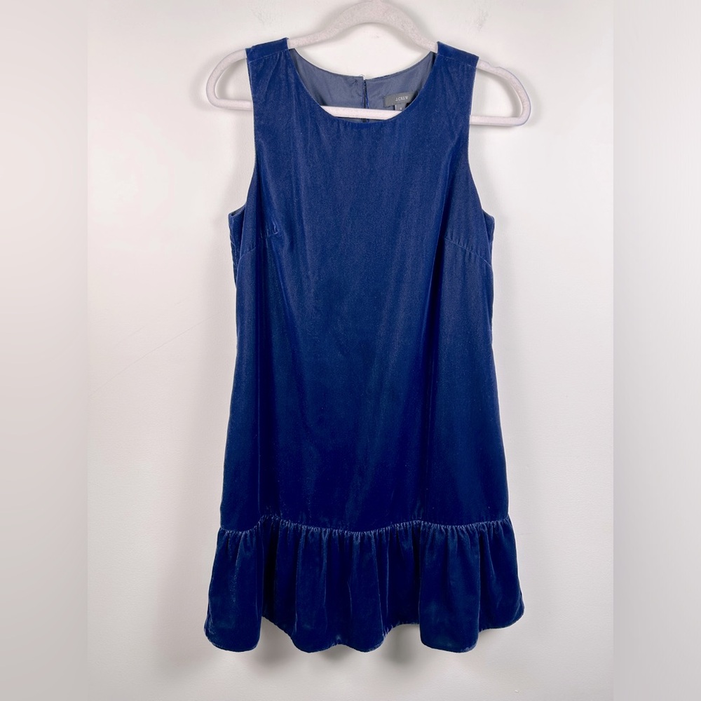 J. Crew Velvet Navy Blue Drop Waist Size 6 Dress EUC